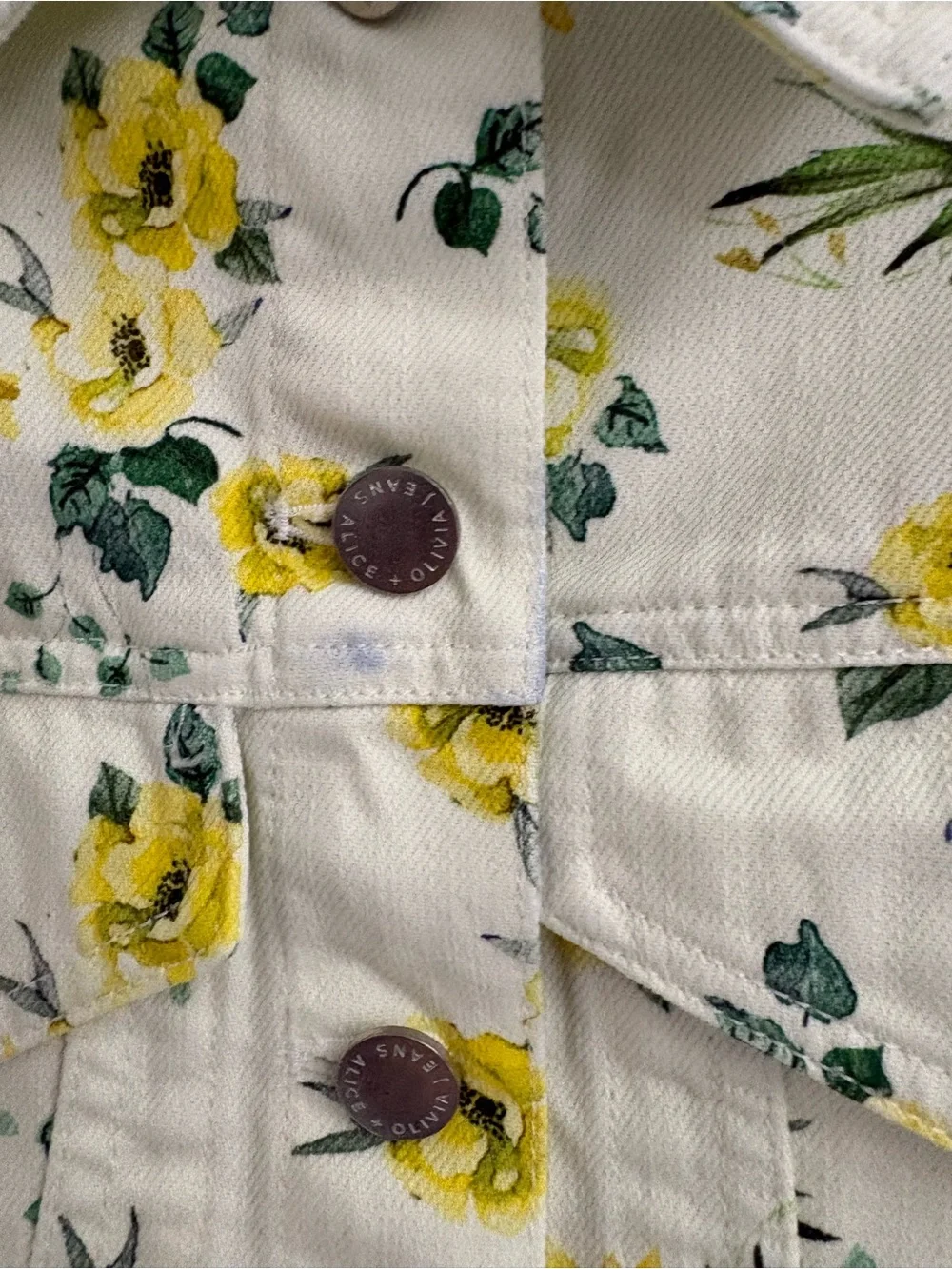 Alice + Olivia Lana Floral Puff Sleeve Cropped  Jacket small butter Yellow flawd